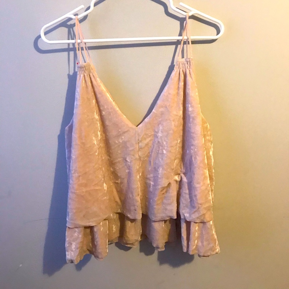 Aerie Velvet Ruffled Tank size XL light pink